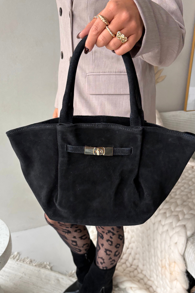 Sac en cuir daim noir Orselle