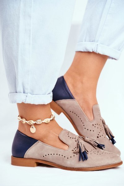 Demi-chaussures pour femmes Maciejka Mocassins en cuir Beige 04484-04/00-5