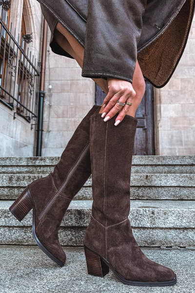 Suede Batai Su Pakulne Su Užtrauktuku Šokoladiniai Lissara