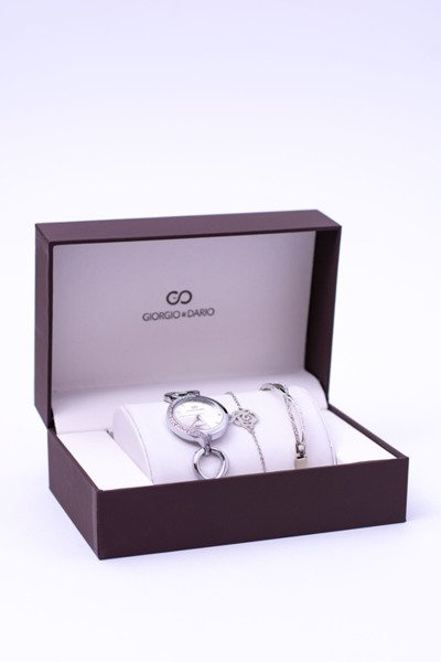 Giorgio Dario Silver Zirconia Watch Set Două brățări