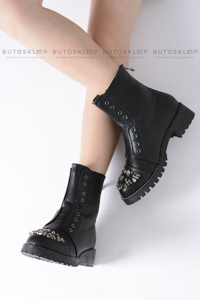 Black Children's Ankle Booties with Zirconia Pu LittleCarrie