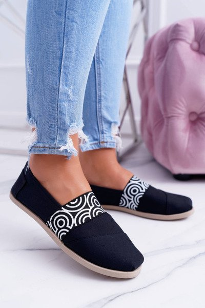 Fekete Szövet Toms Slip On Kör