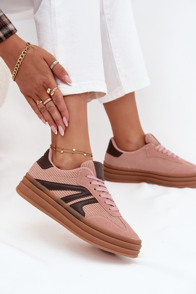 Bársonyos női sneakers platformon Rózsaszín Skye