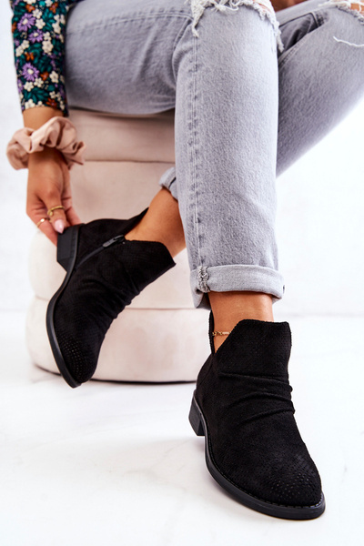 Openwork Cinkled Boots Cynthia Neagră