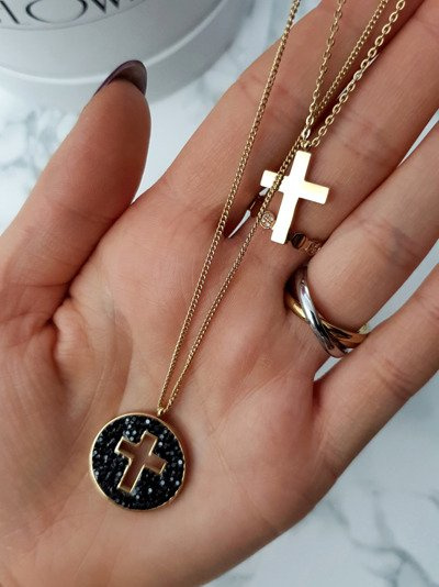 Colier pentru femei în culori de aur dublu cu Cross Vern