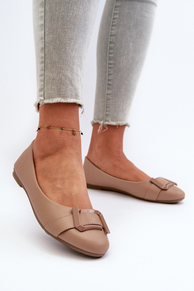 Balerinák Szíjjal és Dísz Eco Leather Sötétbézs Cadwenla