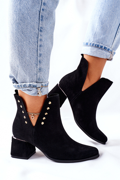 Bottes En Daim Pour Femmes Avec Découpes Lewski Noir 3074/B