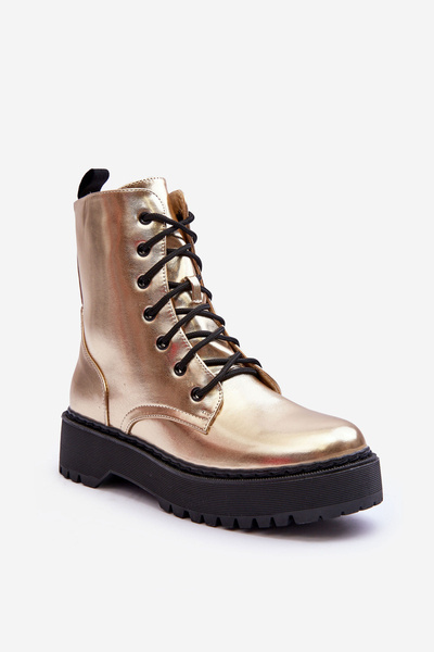 Metallic Leather Boots Gold Workery Teflorna
