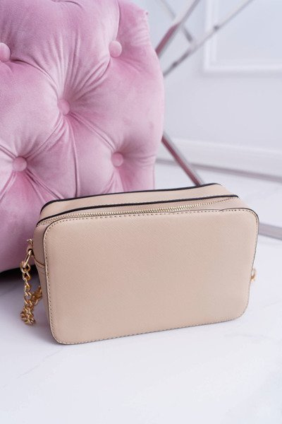 Sac à Main Épaule avec Chaîne Dorée Beige