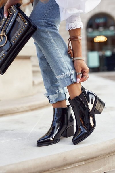 Women's Boots On Heel Sergio Leone Lacquered Black BT621