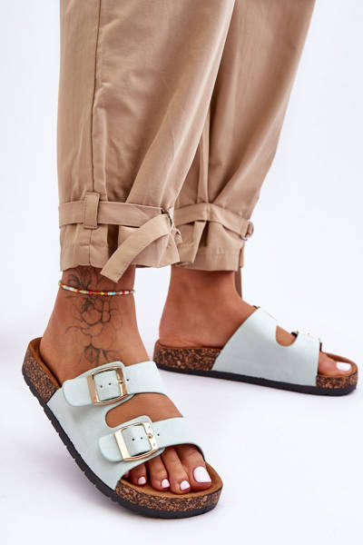 Chaussons Femme Sur Semelle Liège Menthe Cortina