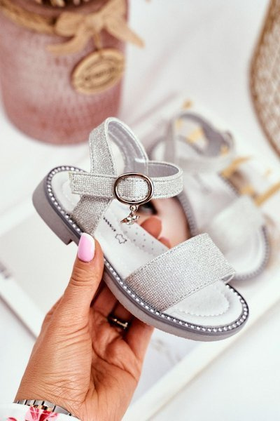 Klettverschluss Silber Glitzer Verden Kindersandalen
