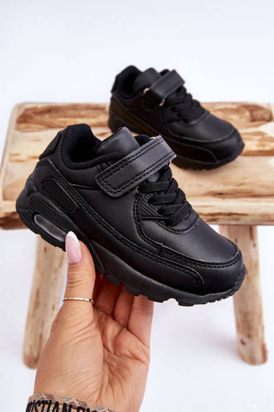 Platformă de piele pentru copii pantofi sport negri Lori