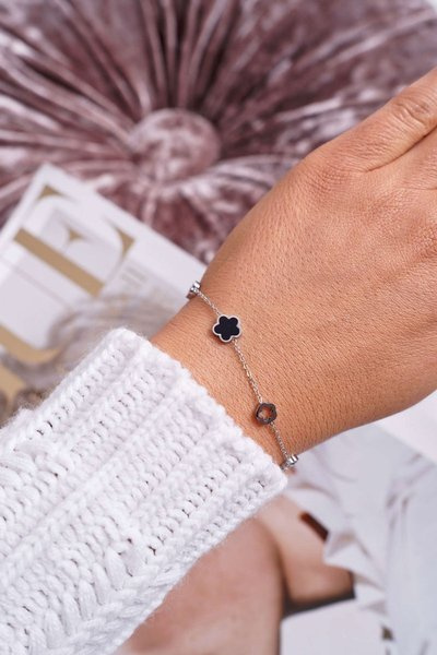 Bracelet Célébrité Femme Trèfle Argenté