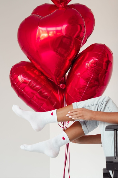 Chaussettes Femmes Petits Cœurs Blanches