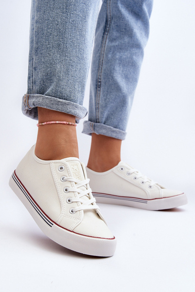 Baskets pour femmes en cuir écologique blanc Lirean