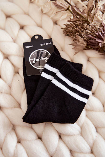 Chaussettes De Sport En Coton Pour Femmes À Rayures Noir