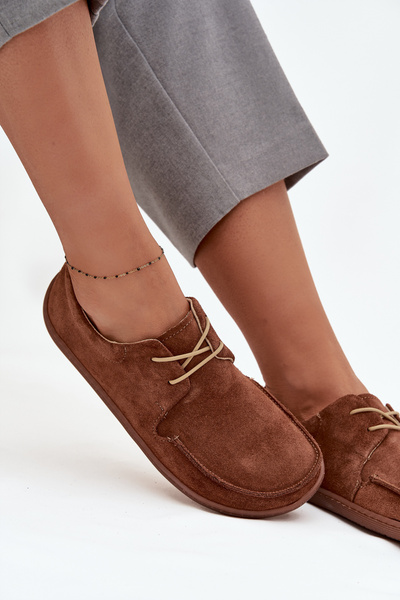 Női barefoot típusú cipő természetes nubukból Zazoo 327 barna