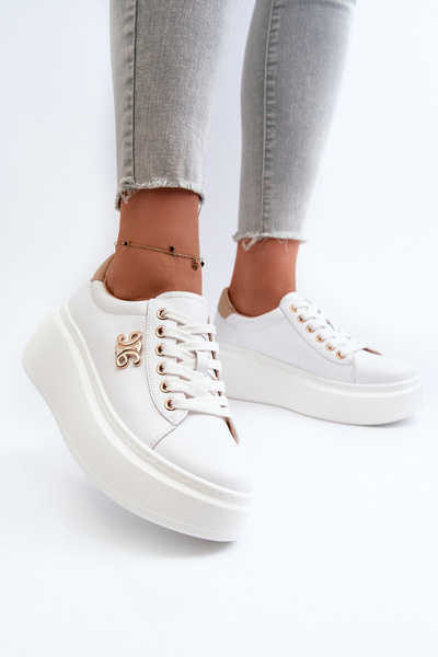 Sneakers din piele albă cu platformă Pernalia