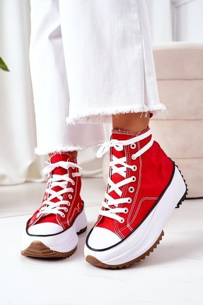 Aukšti sportbačiai ant platformos Raudona Electric Love