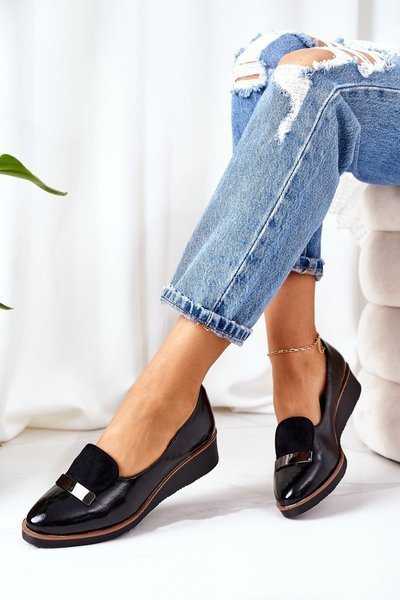 Patent Wedge Shoes POTOCKI 12032 Black