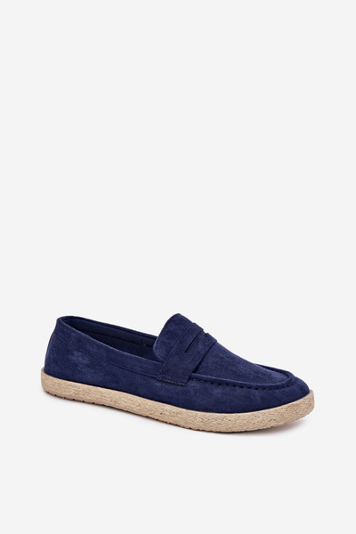 Mocassins Pour Hommes Avec Tressage Bleu Marine Fiamar