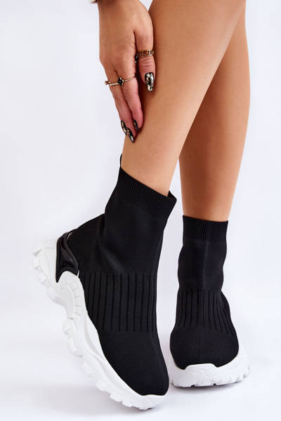 Women's High Sock Trainers Black Jovie