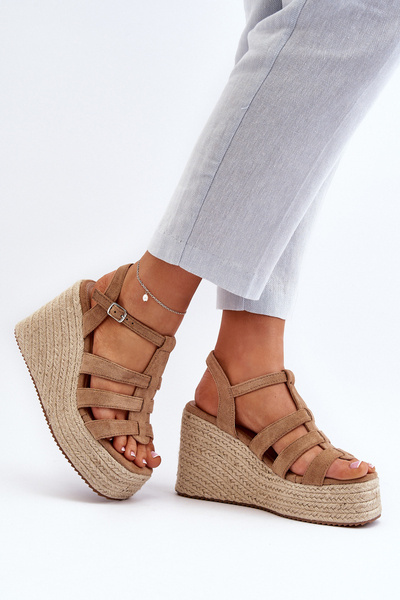Braune Keilsandalen mit Flechtung Gnosis