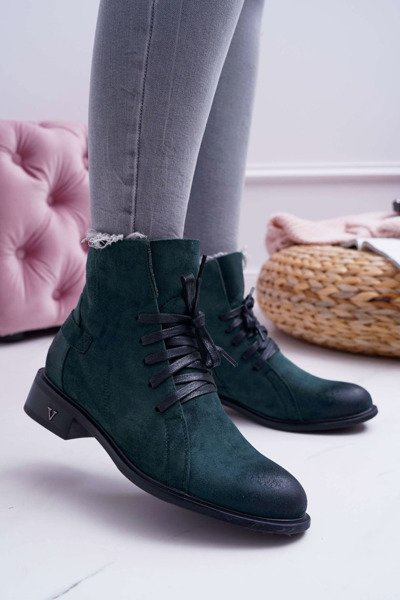 Damenstiefel mit flachem Absatz Workers Green Teref