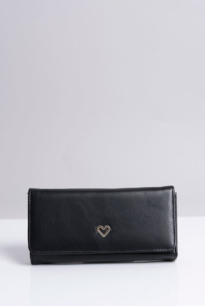 Large Women's Black Wallet Heart