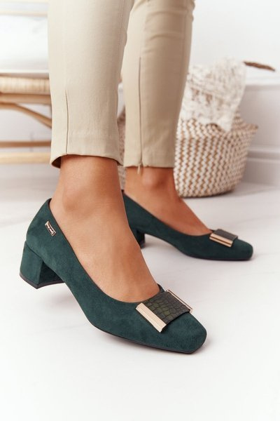 Suede Pumps On A Block Heel Sergio Leone PB142 Green