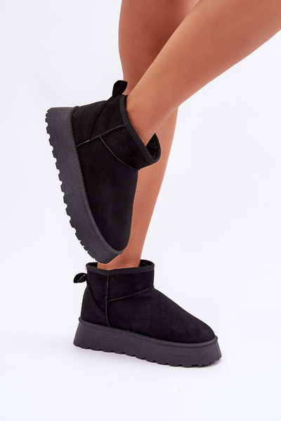 Bottes de neige sur plateforme en éco daim noir Vlivana
