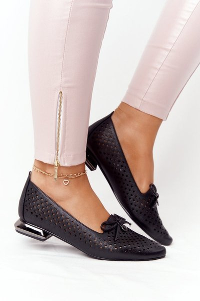 Openwork Loafers pe argint Vinceza 21-10602 Negru