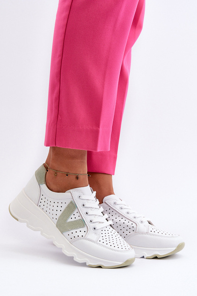 Chaussures De Sport Légères En Cuir Pour Femme Beige Eleonori