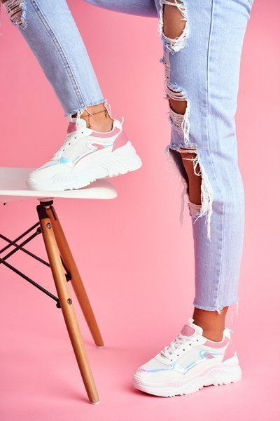 Pantofi sportivi pentru femei memorie albă roz
