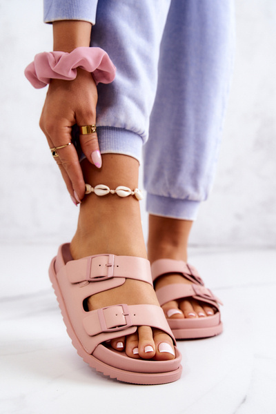Rubber Slippers With Buckle Pink Corina