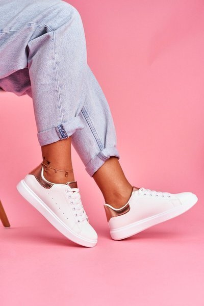 Chaussures blanches sportives pour femmes avec talon champagne Milly