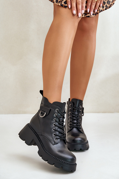 Gefütterte Damenstiefel aus natürlichem Leder Vinceza 41460 Schwarz