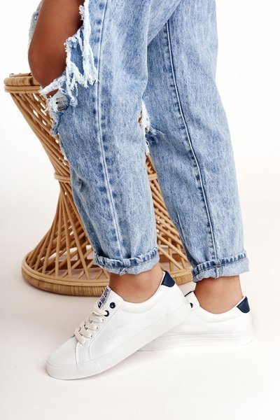 Adidaje din piele pentru femei Big Star BB274211 White Navy