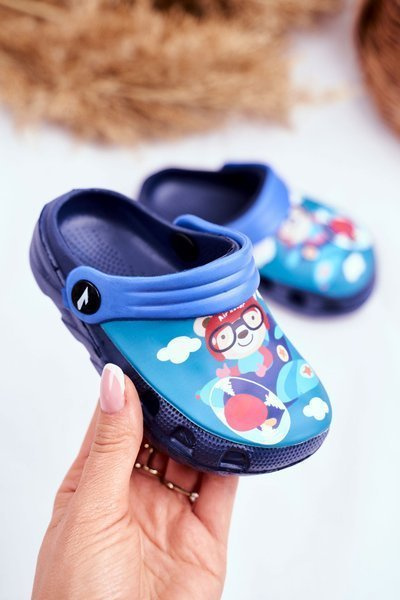 Kinder Flip Flops Schaumstoff Crocs Marineblau Pilot SuperFly Teddybär