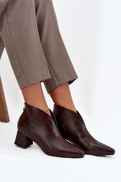 Eco Leder Damenschuhe auf Absatz Schokoladen Rylina