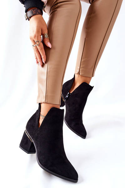 Damenstiefel aus Wildleder mit Ausschnitt Schwarz Noel