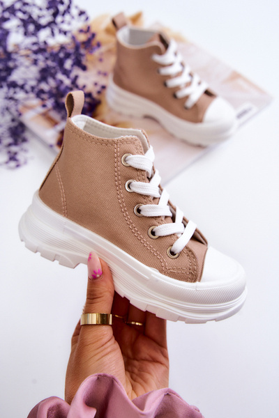 Kids' Tiered High Sneakers Hellbraun Freeze