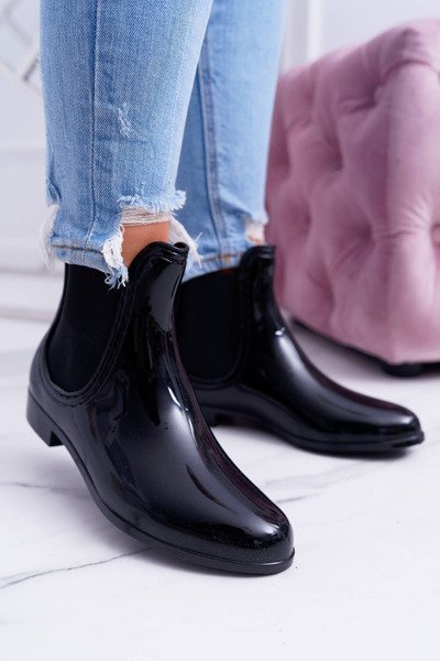 Lackierte Damen-Gummistiefel in Schwarz Pola
