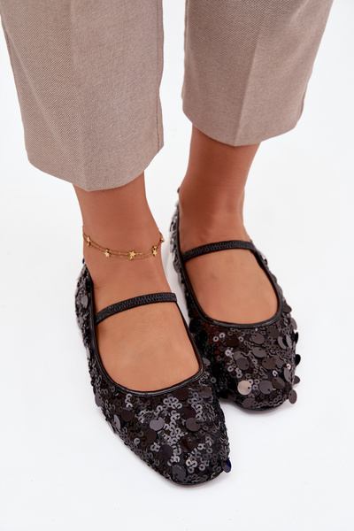 Ballet flats decorated with sequins black Terlina