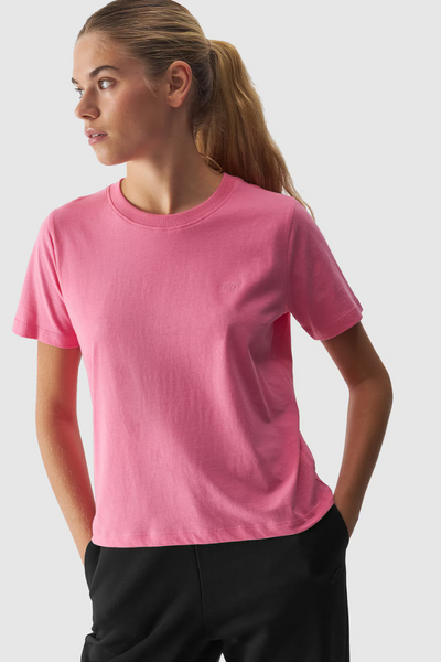 Glattes Damen Regular T-Shirt 4F Rosa 4FWAW24TTSHF1650-54S