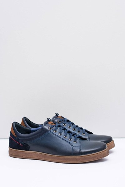Demi-bottes sportives en cuir pour hommes bleu marine Nikopol Design