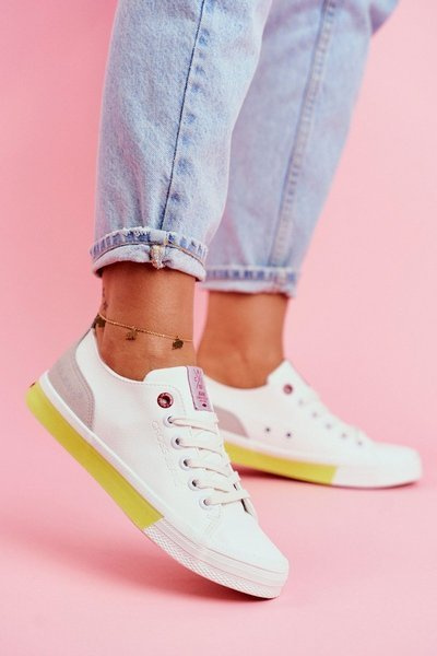 Moteriški sportbačiai Cross Jeans balti geltoni FF2R4042C