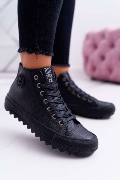 Damen Big Star Hochhackige Turnschuhe Schwarz EE274110