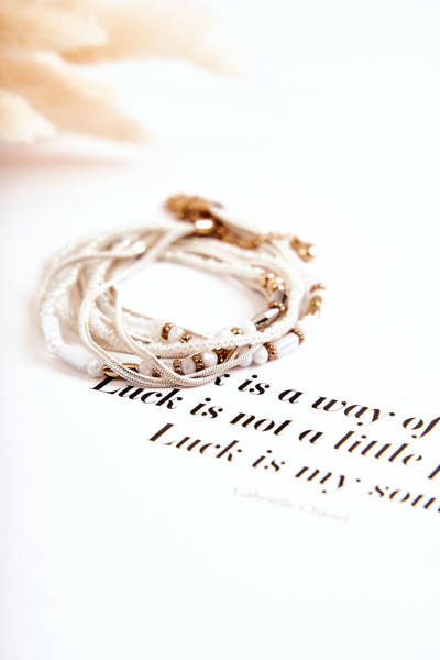 Bracelet Femme Avec Perles Et Cristaux Blanc